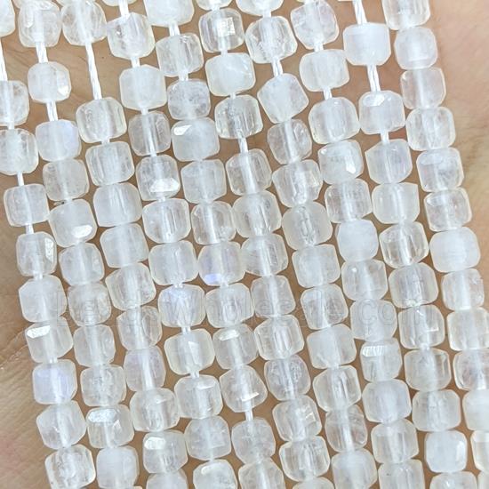 Natural White Moonstone Beads Faceted Cube