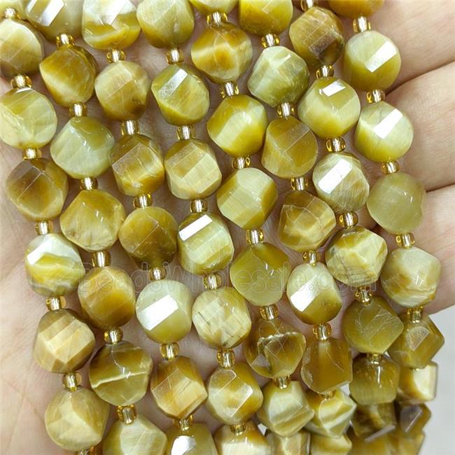 Golden Tiger Eye Stone Twist Beads S-Shape Faceted Dye