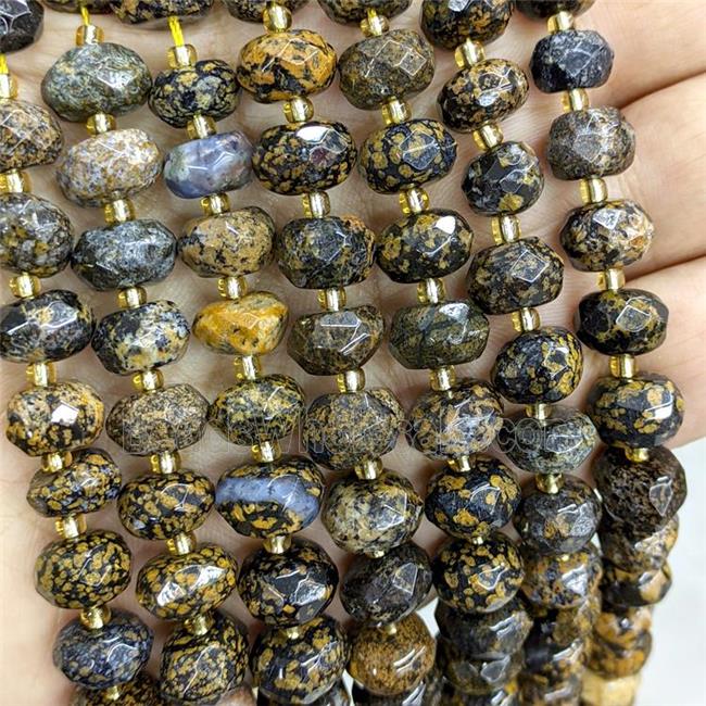 Natural Yellow Snowflake Jasper Beads Faceted Rondelle