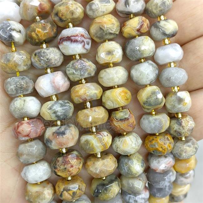 Natural Yellow Crazy Lace Agate Beads Faceted Rondelle