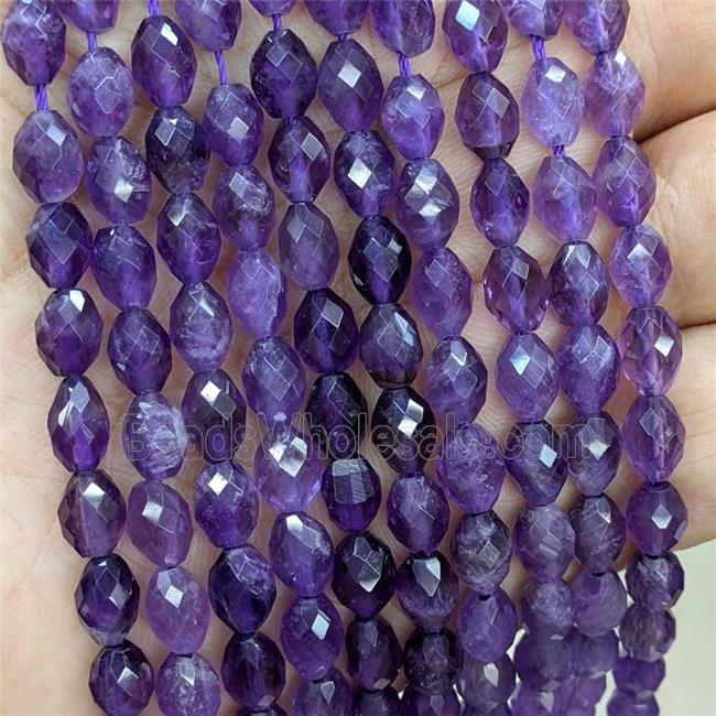 Natural Amethyst Beads Purple Faceted Rice