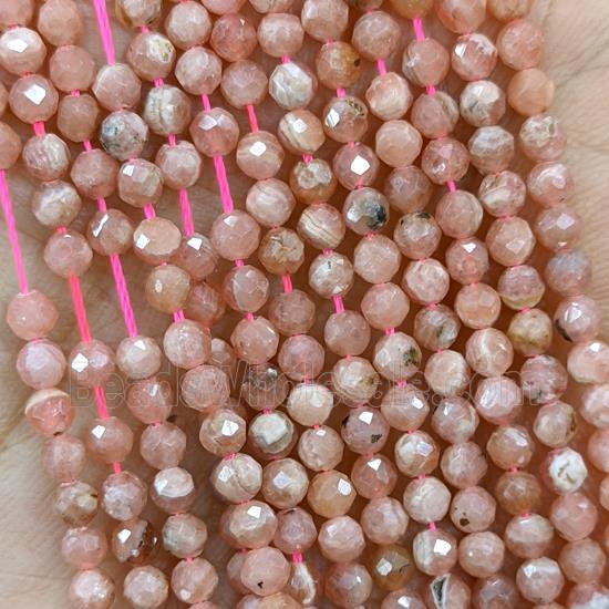 Natural Argentina Rhodochrosite Beads Pink Faceted Round Tiny