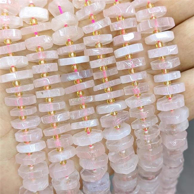 Natural Pink Rose Quartz Heishi Spacer Beads