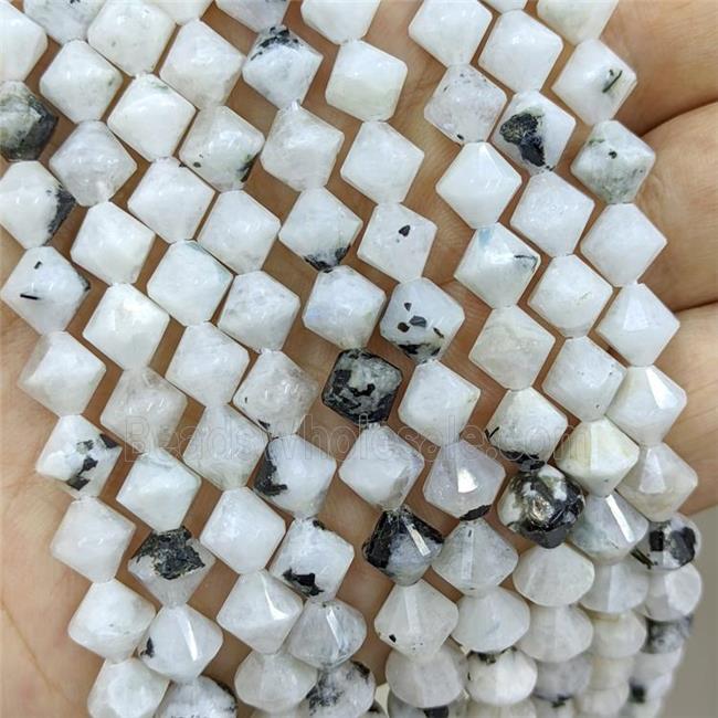 Natural White Moonstone Bicone Beads