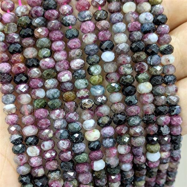 Natural Tourmaline Beads Multicolor Faceted Rondelle