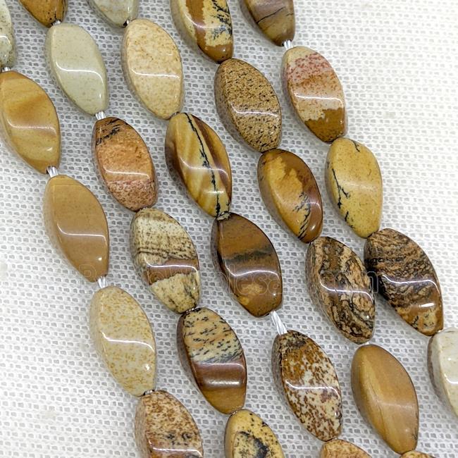 Natural Picture Jasper Twist Beads