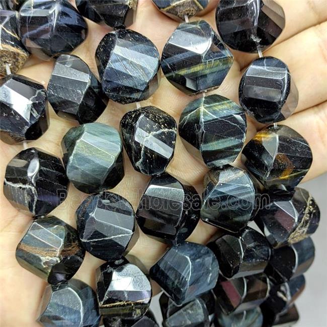 Natural Tiger Eye stone Twist Beads Inkblue Faceted