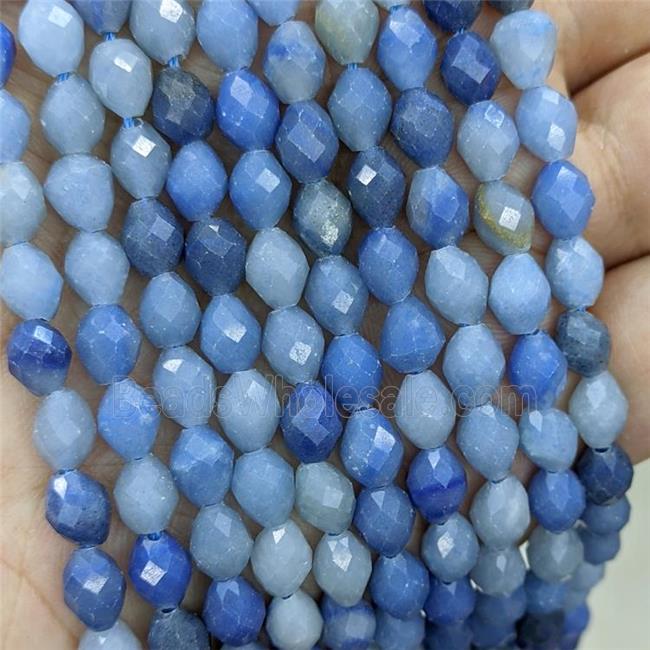 Natural Blue Aventurine Beads Faceted Rice