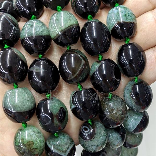 Natural Druzy Agate Barrel Beads Green Dye