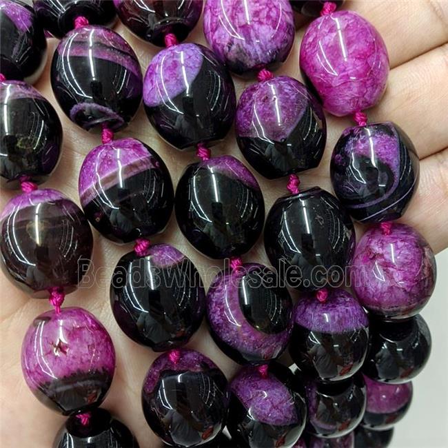 Natural Druzy Agate Barrel Beads Hotpink Dye
