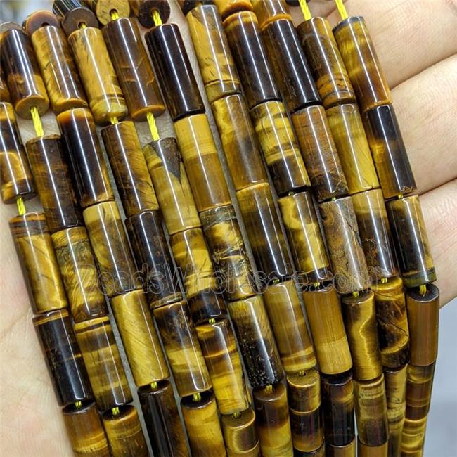 Natural Tiger Eye Stone Tube Beads