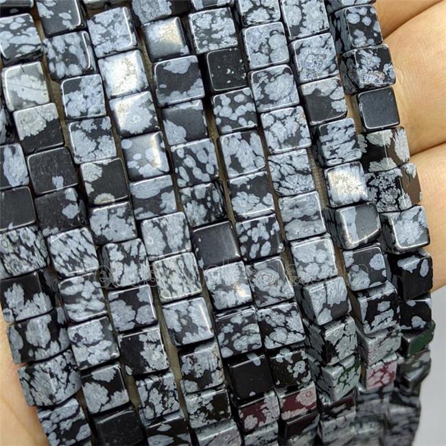 Natural Snowflake Jasper Cube Beeads