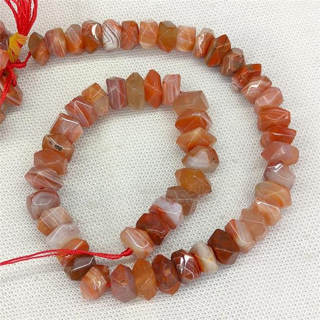 Natural Red Botswana Agate Beads Faceted Square