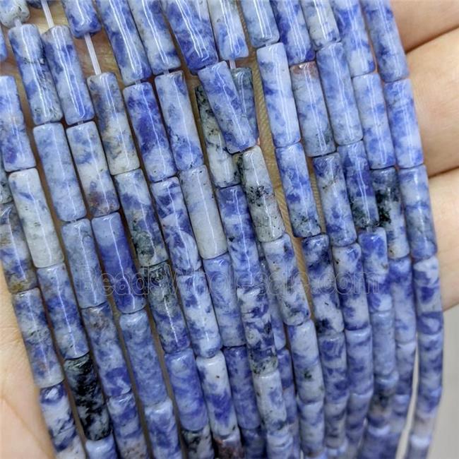 Blue Dalmatian Jasper Tube Beads