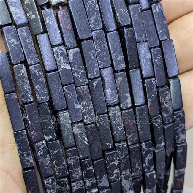Synthetic Imperial Jasper Cuboid Beads Black