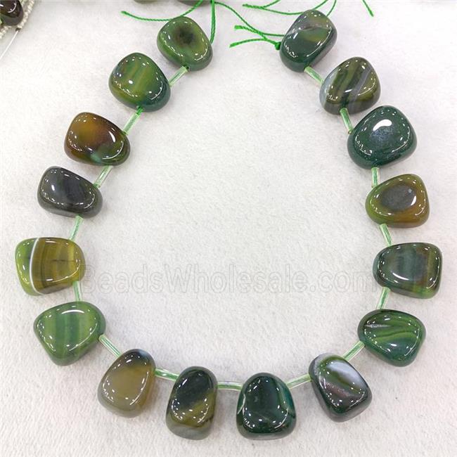Natural Agate Teardrop Beads Graduated Green Dye Topdrilled