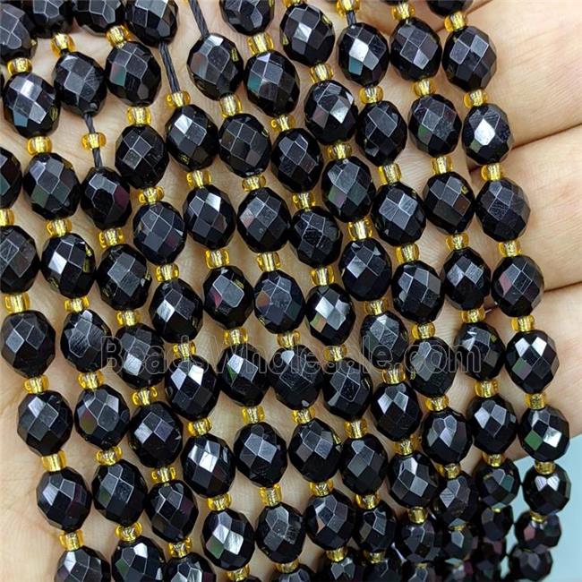 Natural Black Onyx Agate Rice Beads Faceted