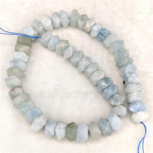 Natural Aquamarine Beads Blue Faceted Square