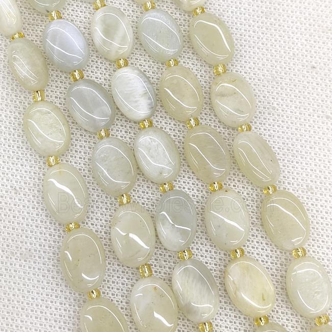 Natural White Moonstone Oval Beads