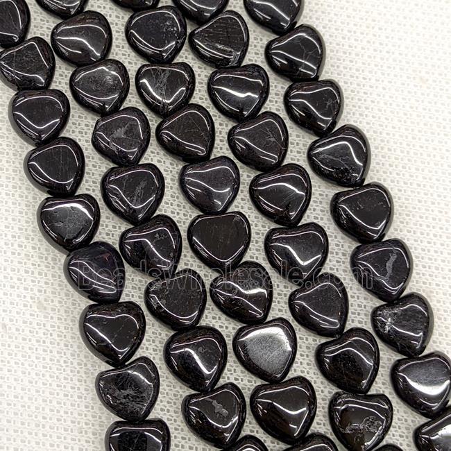 Natural Black Tourmaline Heart Beads