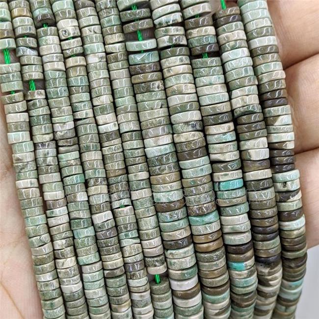 Natural Green Grass Agate Heishi Spacer Beads B-Grade