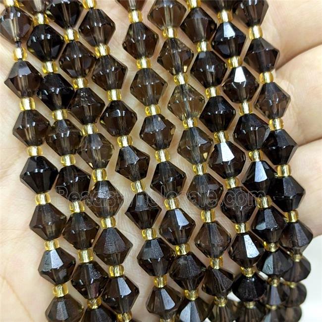 Natural Smoky Quartz Bicone Beads