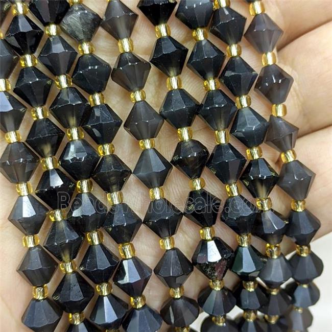 Natural Ice Obsidian Bicone Beads Black
