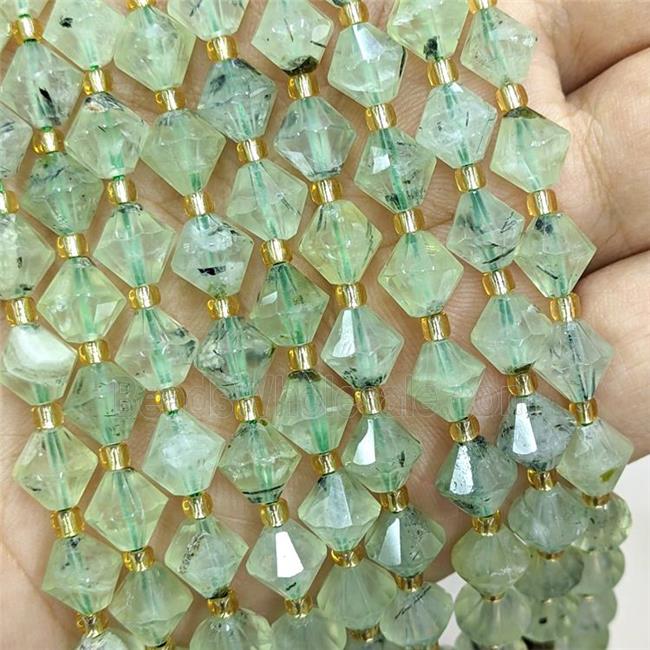 Natural Prehnite Bicone Beads Green