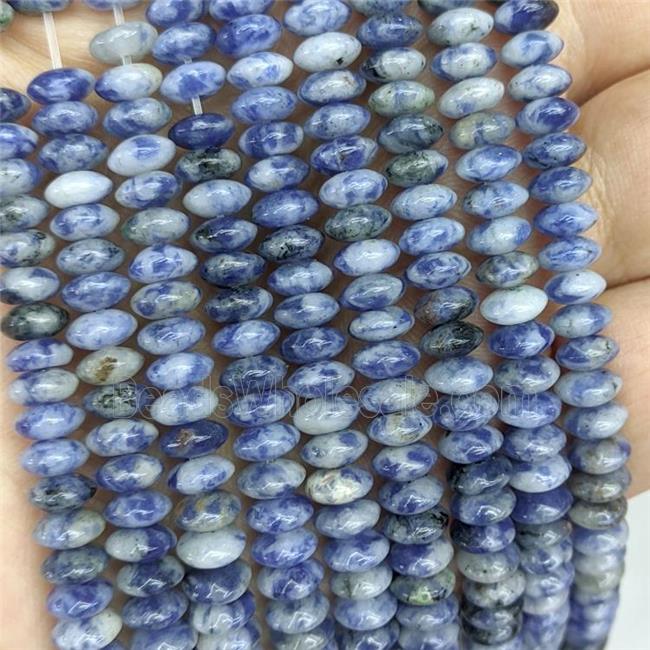 Natural Blue Dalmatian Jasper Beads Smooth Rondelle