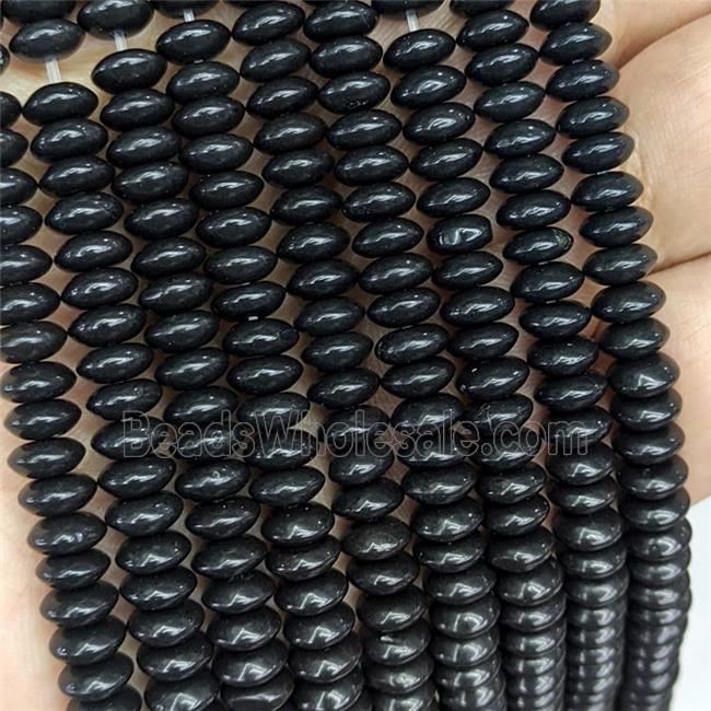 Natural Black Jasper Beads Smooth Rondelle