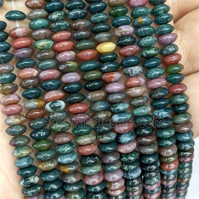 Natural Indian Agate Beads Smooth Rondelle Multicolor