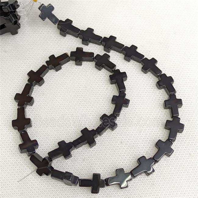 Natural Black Onyx Agate Cross Beads