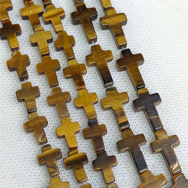 Natural Tiger Eye Stone Cross Beads
