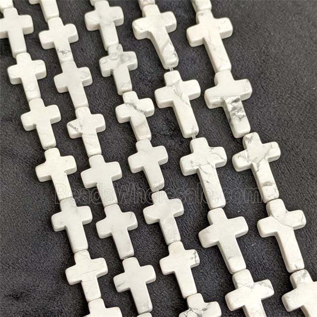 Natural White Howlite Turquoise Cross Beads