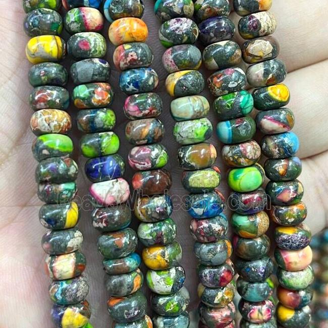 Synthetic Imperial Jasper Beads Smooth Rondelle Multicolor
