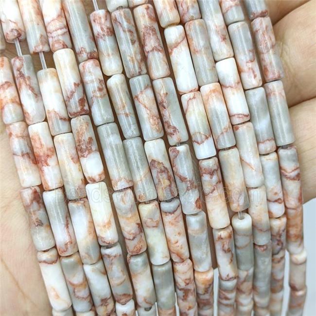 Red Silk Jasper Tube Beads