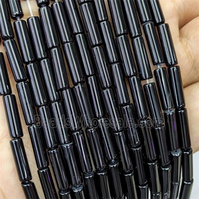 Black Onyx Agate Tube Beads Column