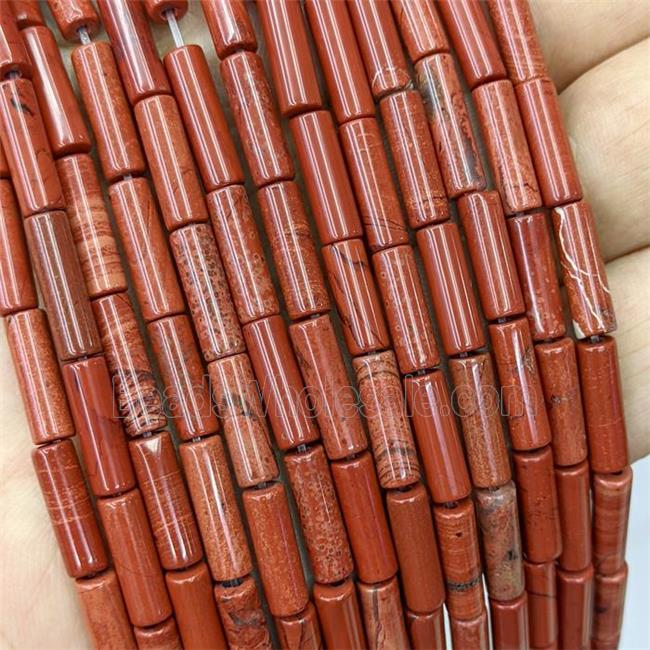 Natural Red Jasper Tube Beads