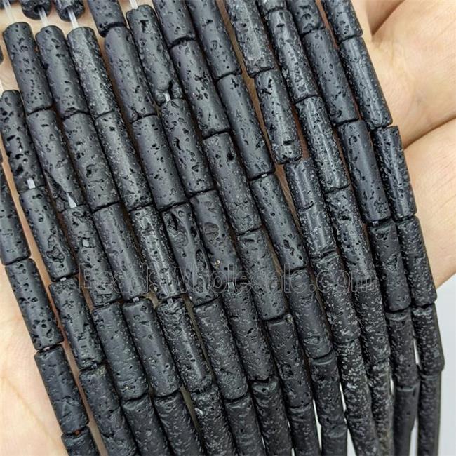 Natural Lava Tube Beads Black