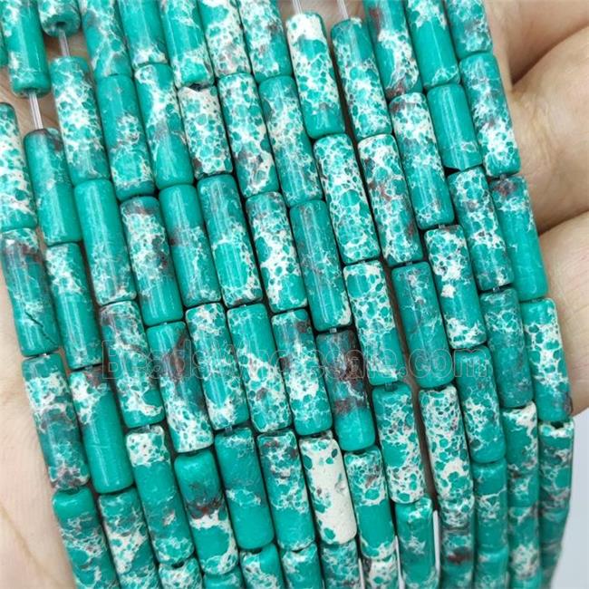 Green Synthetic Imperial Jasper Tube Beads