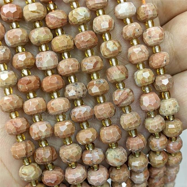 Natural Peach Jasper Beads Faceted Rondelle