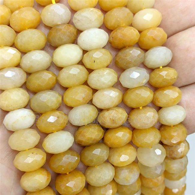 Natural Honey Jade Beads Faceted Rondelle Yellow