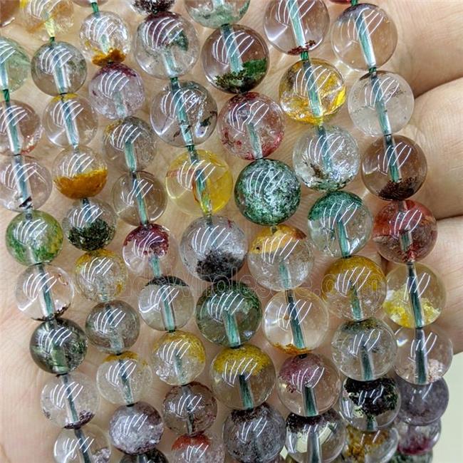 Natural Chlorite Quartz Beads Smooth Round Multicolor