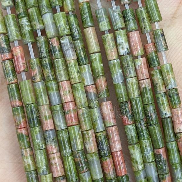 Natural Unakite Tube Beads