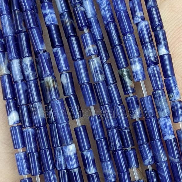 Natural Blue Sodalite Tube Beads