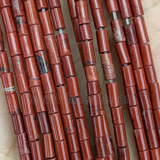 Natural Red Jasper Tube Beads