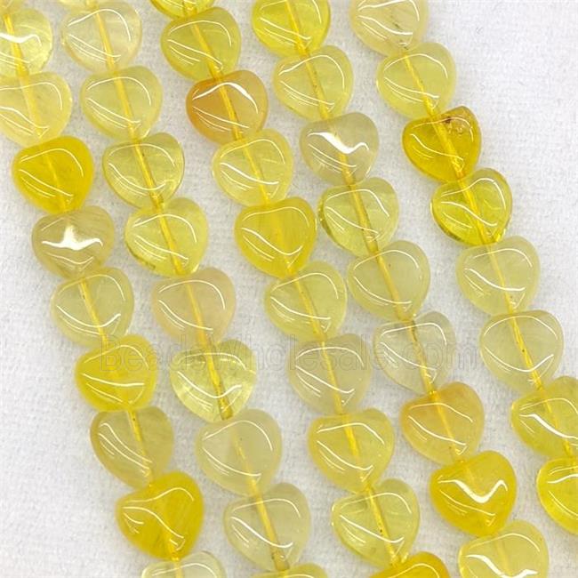 Natural Lemon Quartz Heart Beads Yellow