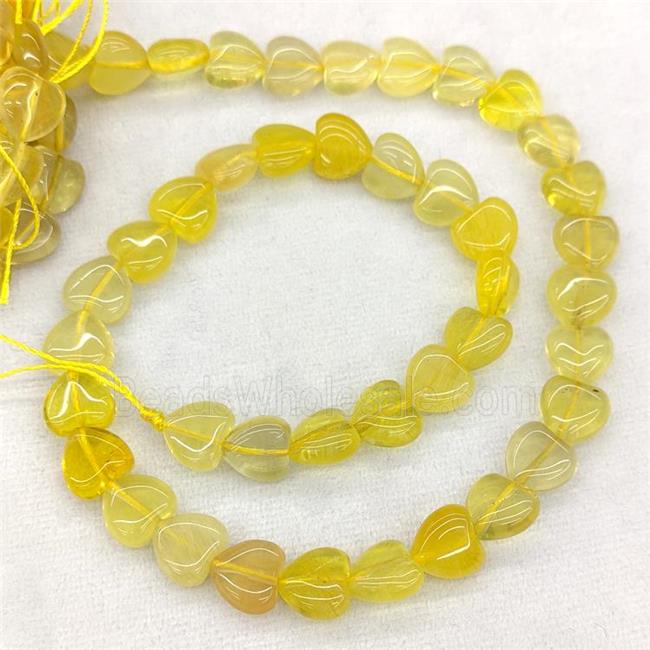 Natural Lemon Quartz Heart Beads Yellow
