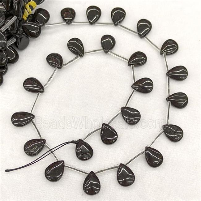 Natural Black Tourmaline Teardrop Beads Topdrilled