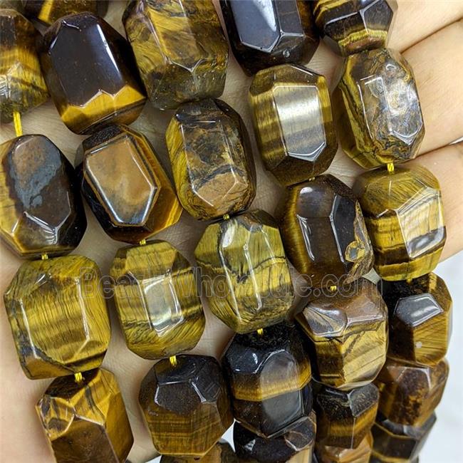 Natural Tiger Eye Stone Column Beads Faceted